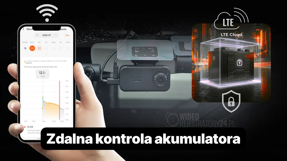kontrola stanu akumulatora przez kamerę samochodową 70mai a810 lite